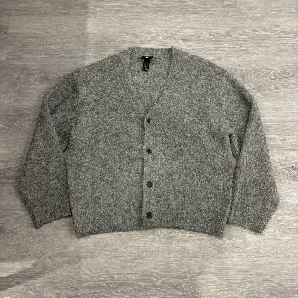 H&M Grey Fuzzy Cardigan